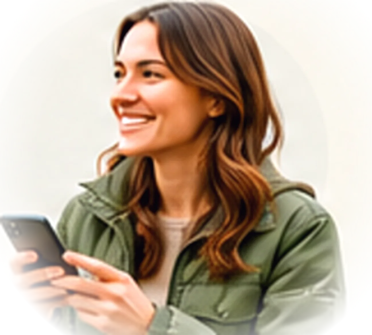 A Whollar member outdoors with her phone